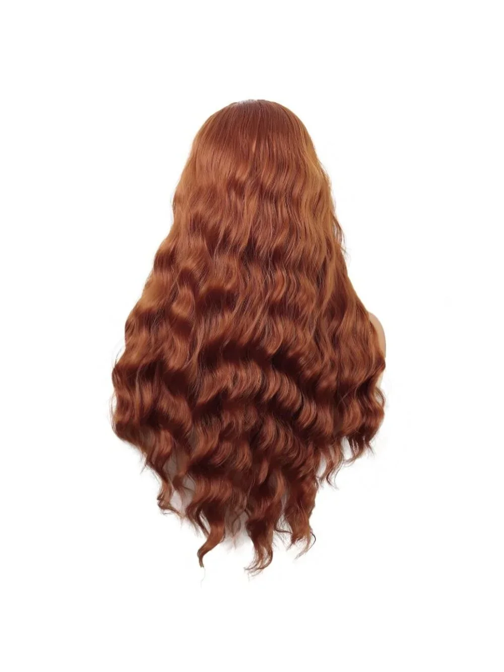 Women's Ginger Orange 28 Inch Synthetic Fiber Long Middle Part Curly Cosplay Wig